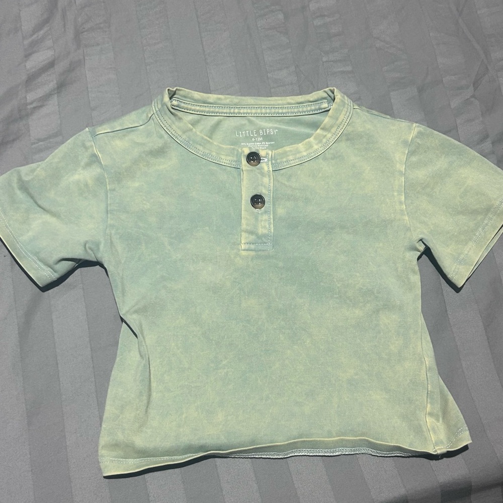 Little Bipsy Light Sage Green Short Sleeve Henley Tee